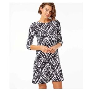 Lilly Pulitzer Black & White Printed Long-Sleeve Shift Dress